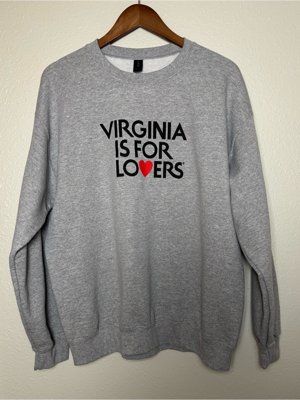 Gildan Large Gray Crewneck Sweatshirt with Red Heart Logo
